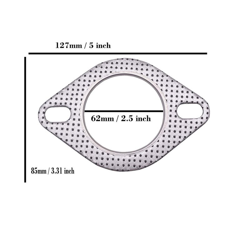 AIB2C 2-Bolt 2.5inch 62mm Exhaust Flange Gasket Turbo/Manifold/Header Down/Dump Pipe Flange 5 PCS - Image 2